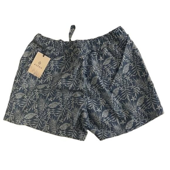 Aspen Floral Blue Cotton Ripstop Shorts Hiking Athletic Shorts Size Small New - Picture 4 of 5
